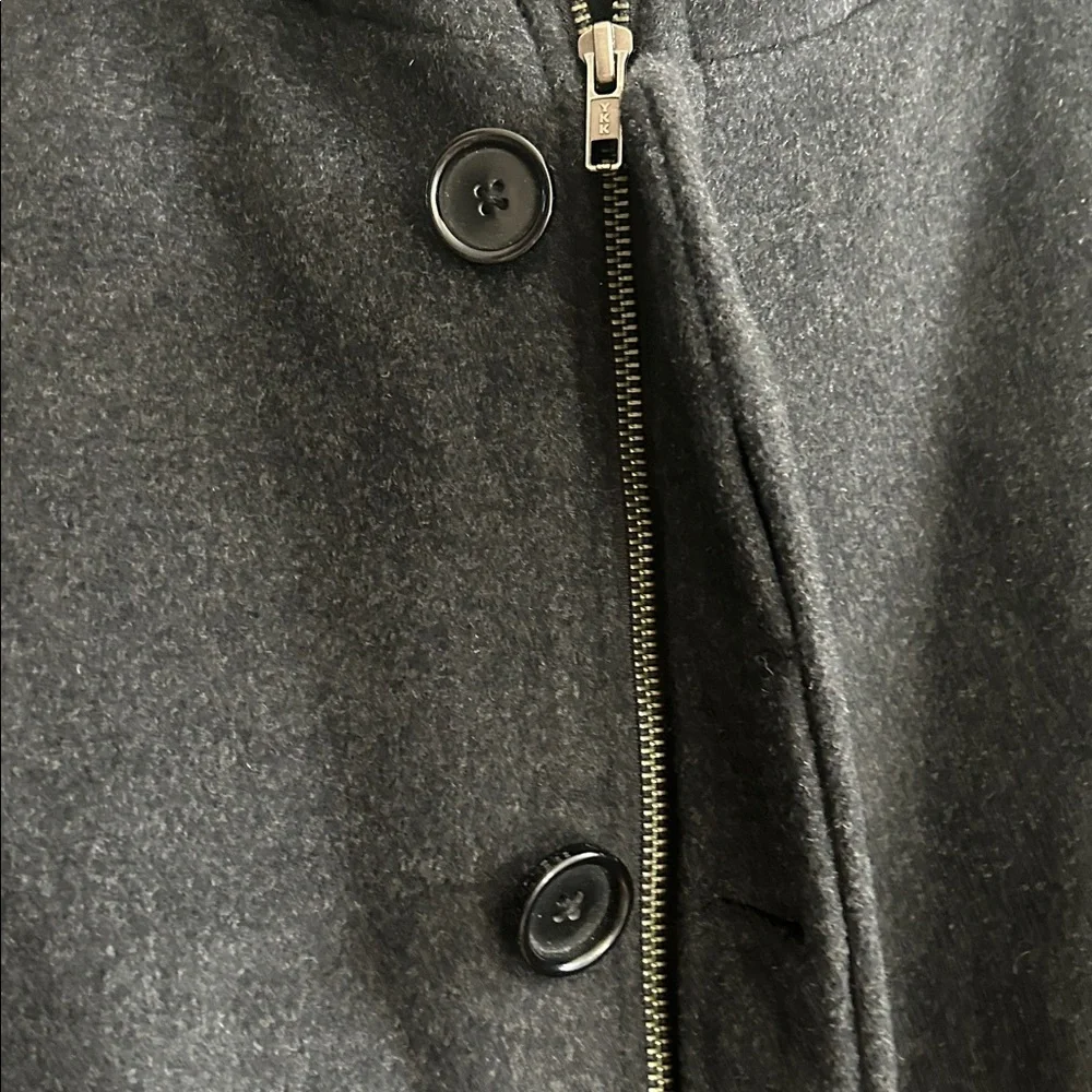 French Connection Wool Blend Charcoal Gray Longline Mid Length Winter Jacket